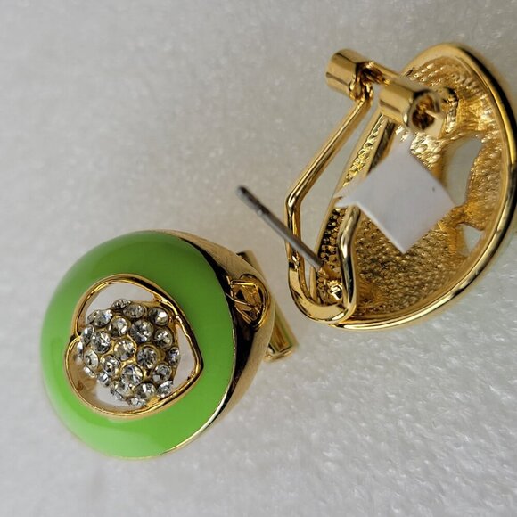 Green Enamelled Earrings Small Green Earrings - Picture 5 of 7